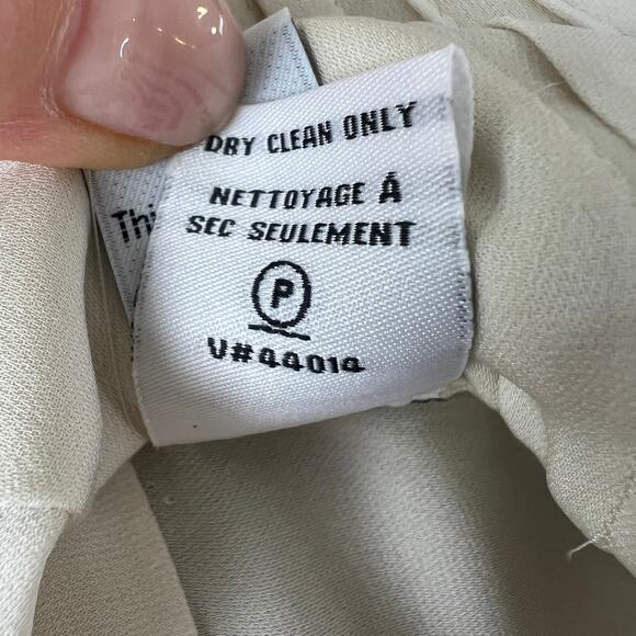 DVF Diane Von Furstenberg Ivory Pleated Blouse Silk Keyhole Neck Size M Medium - Picture 9 of 11